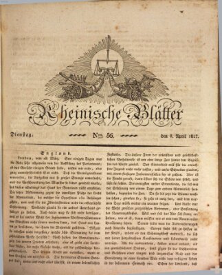 Rheinische Blätter Dienstag 8. April 1817