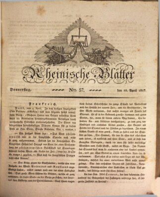 Rheinische Blätter Donnerstag 10. April 1817