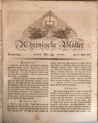 Rheinische Blätter Donnerstag 17. April 1817