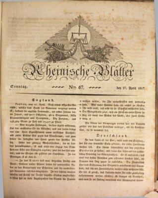 Rheinische Blätter Sonntag 27. April 1817