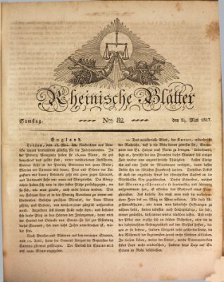 Rheinische Blätter Samstag 24. Mai 1817