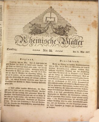 Rheinische Blätter Samstag 31. Mai 1817