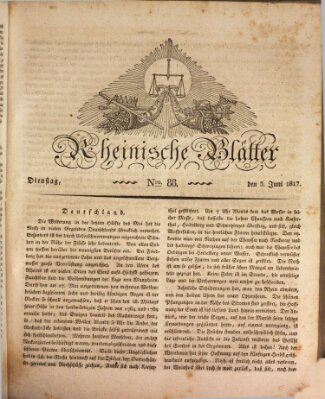 Rheinische Blätter Dienstag 3. Juni 1817