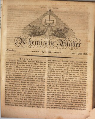 Rheinische Blätter Samstag 7. Juni 1817