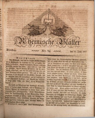 Rheinische Blätter Dienstag 10. Juni 1817