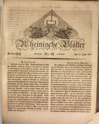 Rheinische Blätter Donnerstag 12. Juni 1817