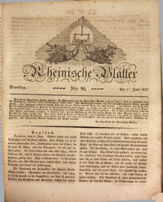 Rheinische Blätter Dienstag 17. Juni 1817