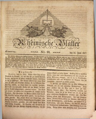 Rheinische Blätter Sonntag 22. Juni 1817