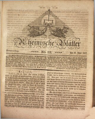 Rheinische Blätter Donnerstag 26. Juni 1817