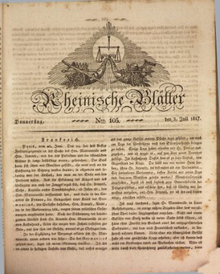 Rheinische Blätter Donnerstag 3. Juli 1817