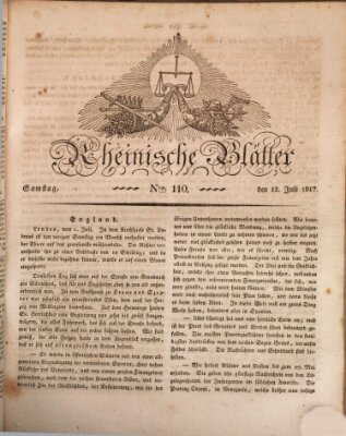 Rheinische Blätter Samstag 12. Juli 1817