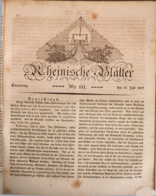 Rheinische Blätter Sonntag 13. Juli 1817