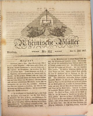 Rheinische Blätter Dienstag 15. Juli 1817