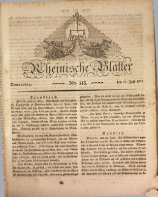 Rheinische Blätter Donnerstag 17. Juli 1817