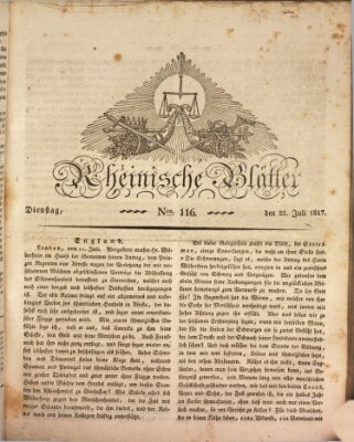 Rheinische Blätter Dienstag 22. Juli 1817