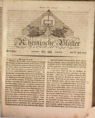 Rheinische Blätter Dienstag 29. Juli 1817