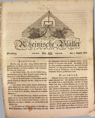 Rheinische Blätter Samstag 2. August 1817