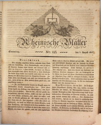 Rheinische Blätter Sonntag 3. August 1817