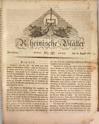 Rheinische Blätter Sonntag 10. August 1817