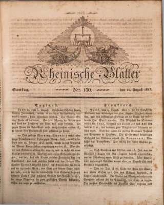 Rheinische Blätter Samstag 16. August 1817