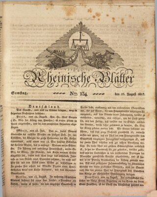 Rheinische Blätter Samstag 23. August 1817