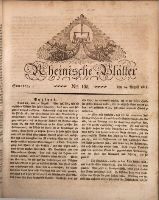 Rheinische Blätter Sonntag 24. August 1817