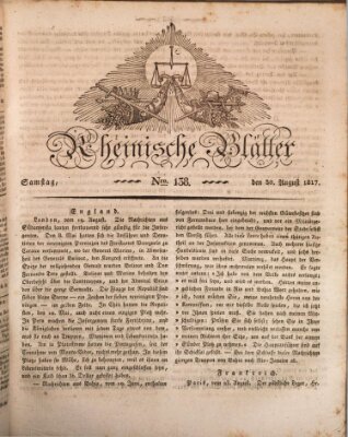Rheinische Blätter Samstag 30. August 1817