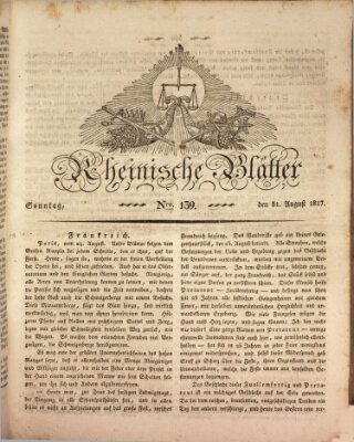 Rheinische Blätter Sonntag 31. August 1817