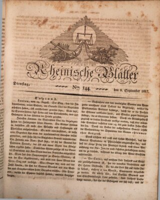Rheinische Blätter Dienstag 9. September 1817
