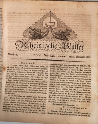 Rheinische Blätter Samstag 13. September 1817