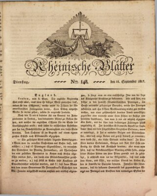 Rheinische Blätter Dienstag 16. September 1817