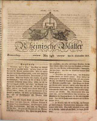 Rheinische Blätter Donnerstag 18. September 1817