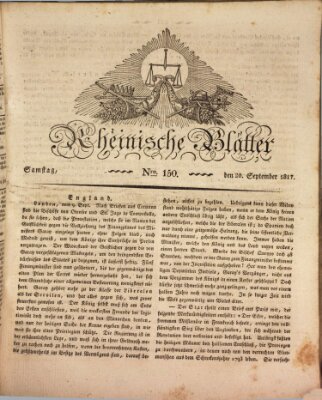 Rheinische Blätter Samstag 20. September 1817