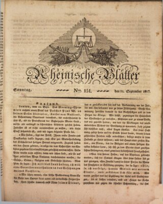 Rheinische Blätter Sonntag 21. September 1817