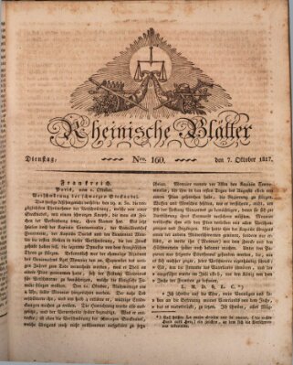 Rheinische Blätter Dienstag 7. Oktober 1817