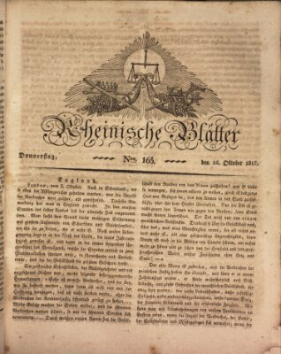 Rheinische Blätter Donnerstag 16. Oktober 1817