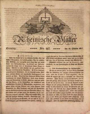 Rheinische Blätter Sonntag 19. Oktober 1817