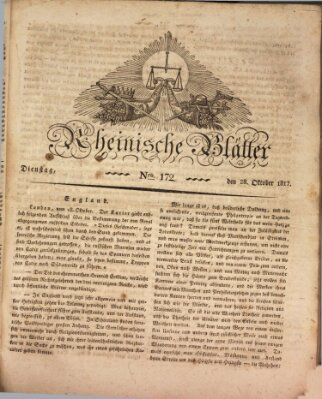 Rheinische Blätter Dienstag 28. Oktober 1817