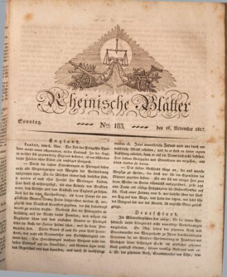 Rheinische Blätter Sonntag 16. November 1817