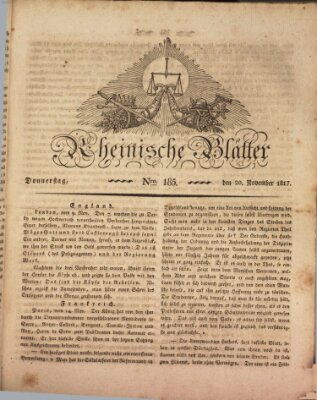 Rheinische Blätter Donnerstag 20. November 1817