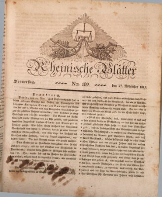 Rheinische Blätter Donnerstag 27. November 1817