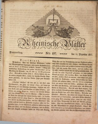 Rheinische Blätter Donnerstag 11. Dezember 1817