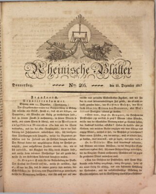 Rheinische Blätter Donnerstag 25. Dezember 1817