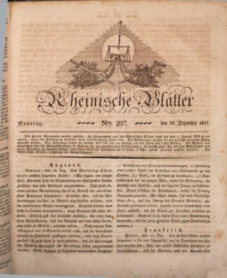 Rheinische Blätter Sonntag 28. Dezember 1817