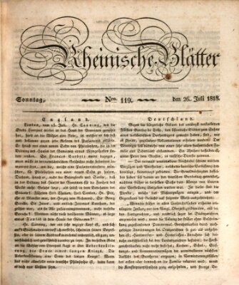 Rheinische Blätter Sonntag 26. Juli 1818