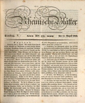 Rheinische Blätter Samstag 15. August 1818