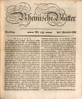 Rheinische Blätter Montag 7. September 1818