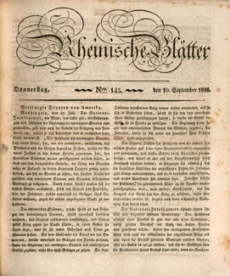 Rheinische Blätter Thursday 10. September 1818