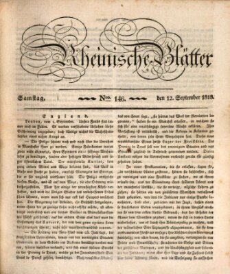 Rheinische Blätter Samstag 12. September 1818