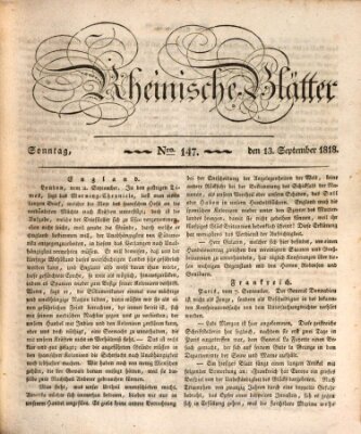 Rheinische Blätter Sonntag 13. September 1818